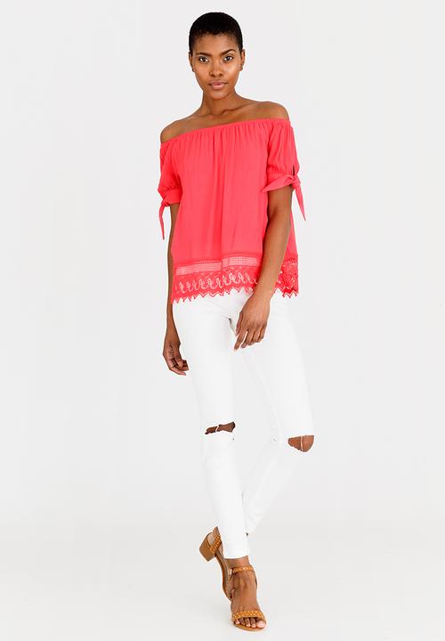 Vero Moda - Aya Off-the-shoulder Top Red