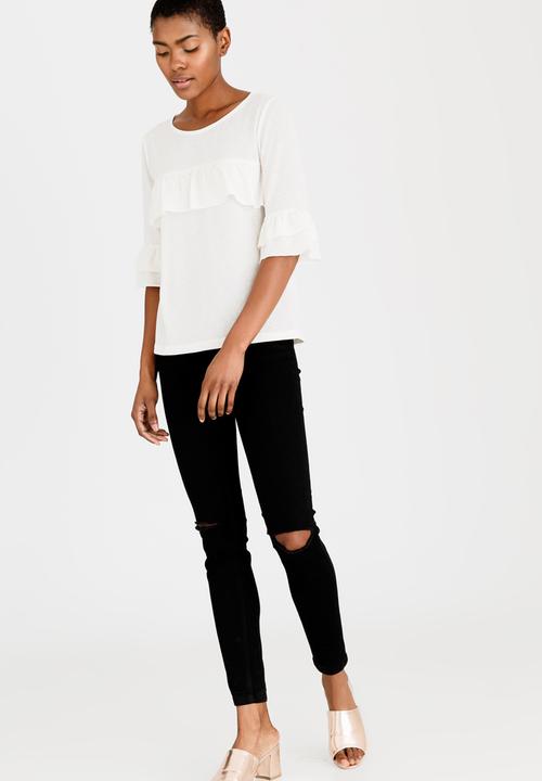 Vero Moda - Krista Short Sleeve Frill Detail Top White