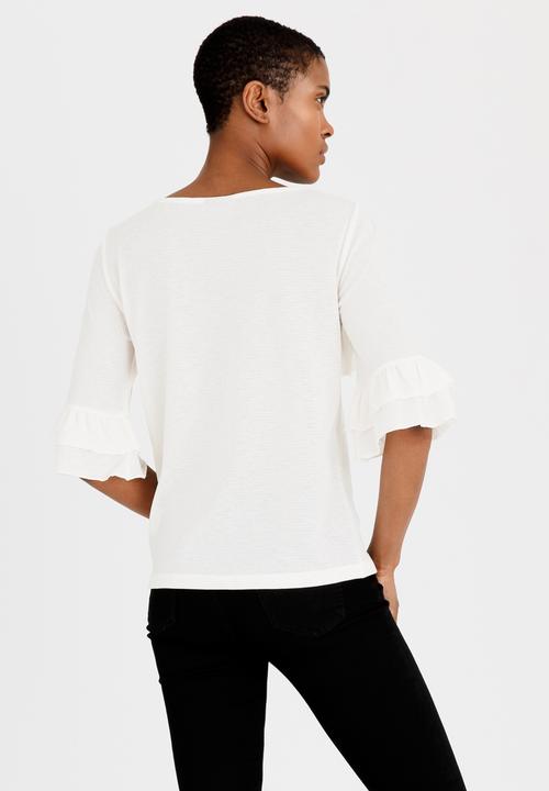 Vero Moda - Krista Short Sleeve Frill Detail Top White