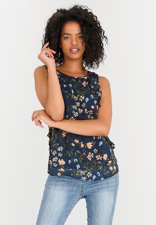 Vero Moda - Millie Sleeveless Frill Top Navy
