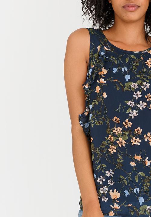 Vero Moda - Millie Sleeveless Frill Top Navy