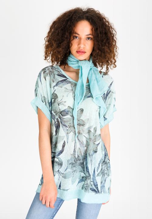 Revenge - Floral Print Top Mint