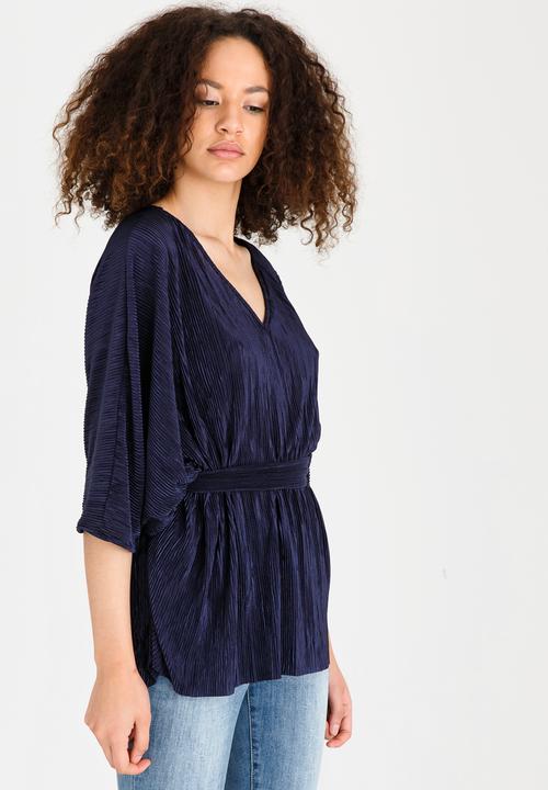 RUFF TUNG - Drape Top with Belt detail Navy