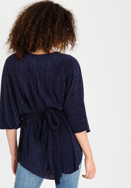 RUFF TUNG - Drape Top with Belt detail Navy