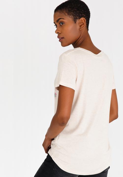 JEEP - Printed Scoop Neck Tee Stone