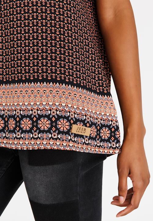 JEEP - Boxy Border Blouse Black