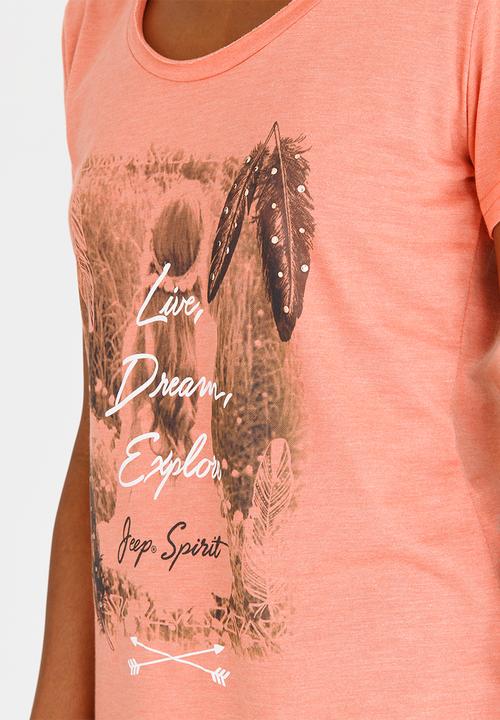 JEEP - Printed Embellished Tee Coral