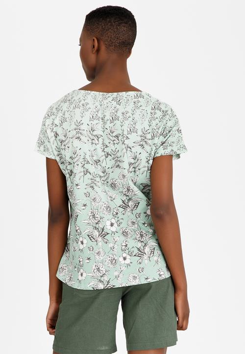JEEP - Printed V-neck Tee Mint
