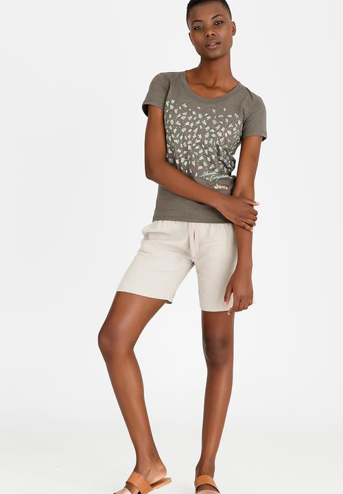 JEEP - Foil Printed Scoop Neck Tee Dark Green