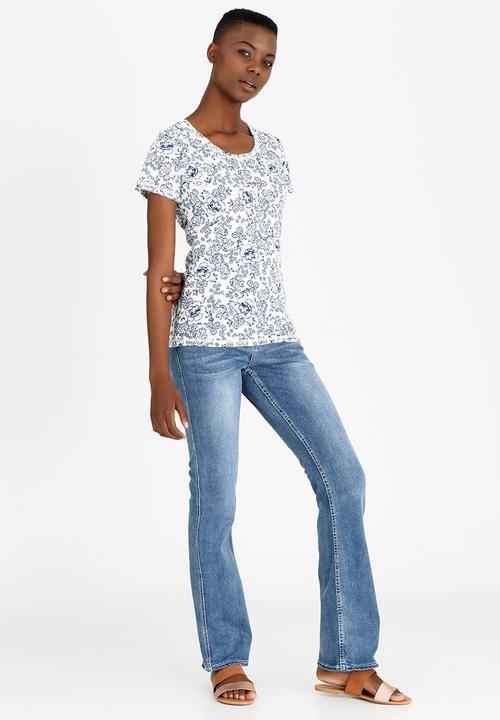 JEEP - Floral Printed Tee Blue and White