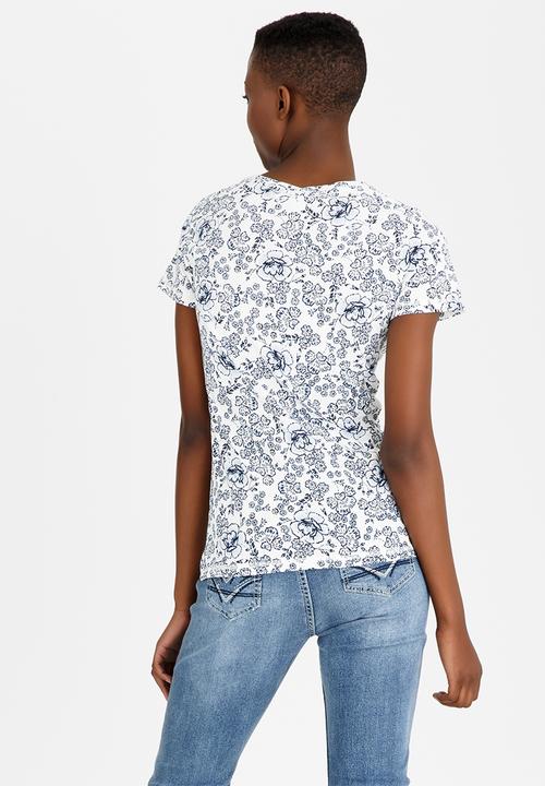 JEEP - Floral Printed Tee Blue and White