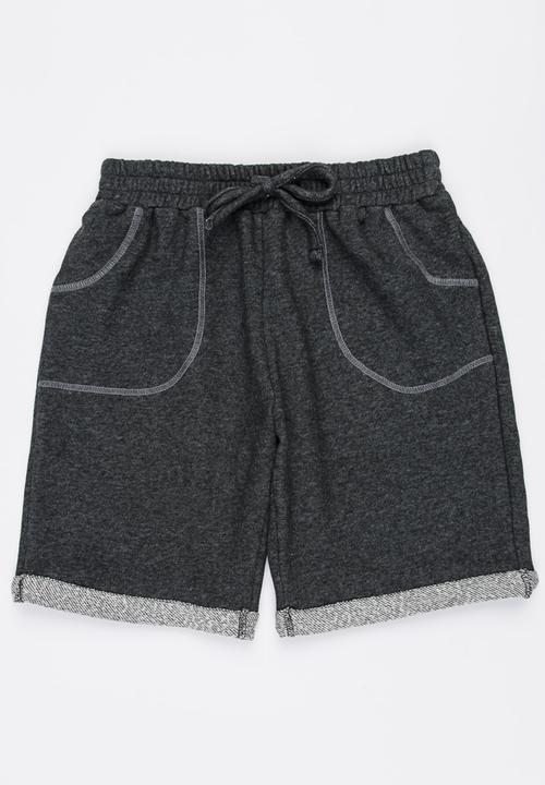Rebel Republic - Knit Pull On Shorts Dark Grey