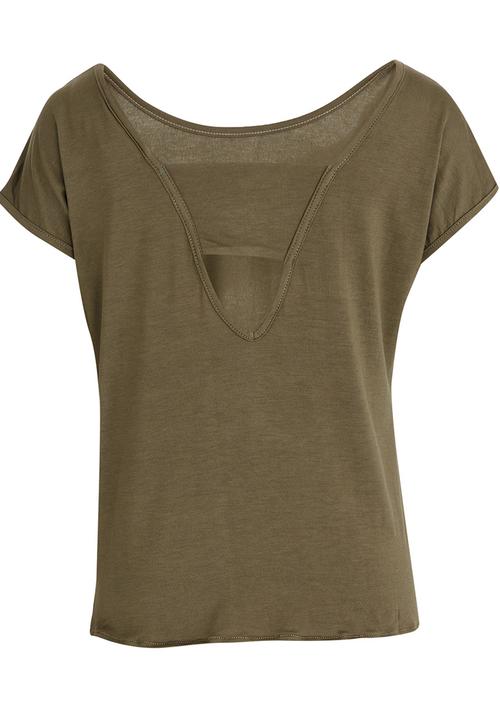 Rebel Republic - Side Tie Top With Back Detail Khaki Green