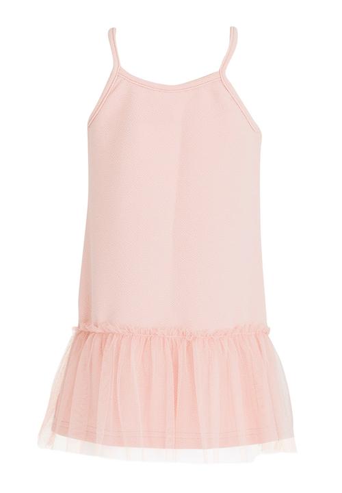 See-Saw - Dropped Waist dress with Mesh Layer Mid Pink