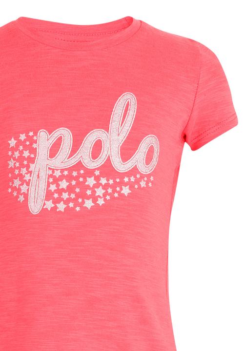 POLO - Kayla SS Glitter Printed Tee Mid Pink