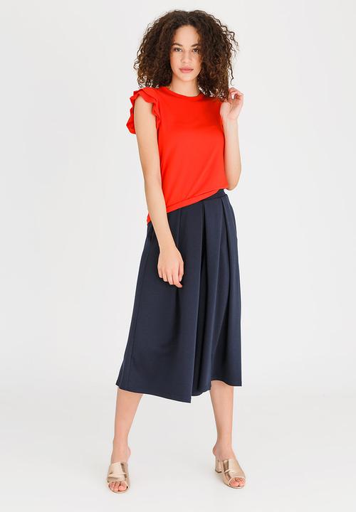 edit - Knit Top with Ruffle Sleeves Orange