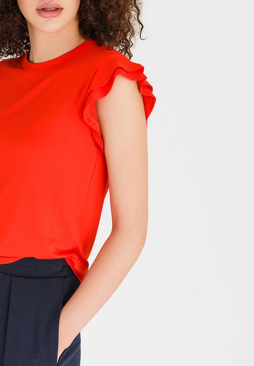 edit - Knit Top with Ruffle Sleeves Orange