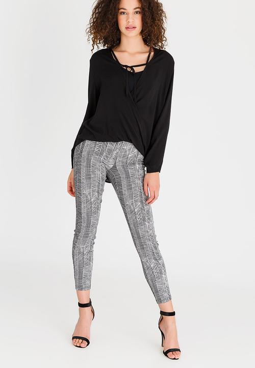 edit - Wrap Over Blouse with Front Detail Black