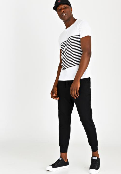 Unruly - Diagonal Stripe Tee White
