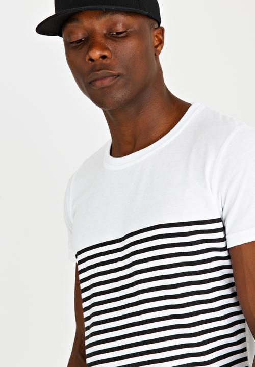 Unruly - Diagonal Stripe Tee White