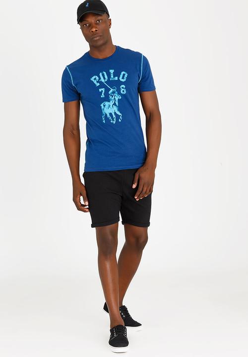 POLO - Distressed Print T Shirt Dark Blue