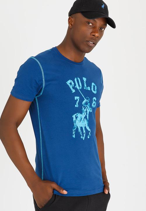 POLO - Distressed Print T Shirt Dark Blue