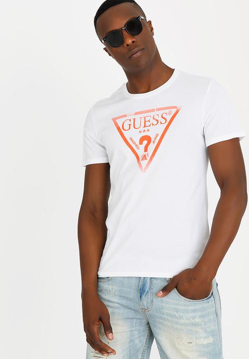 GUESS - Basic Liner Logo Crew Tee White