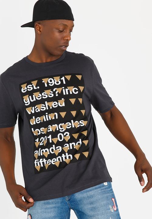 GUESS - Basic Pattern Tri Crew Tee Charcoal