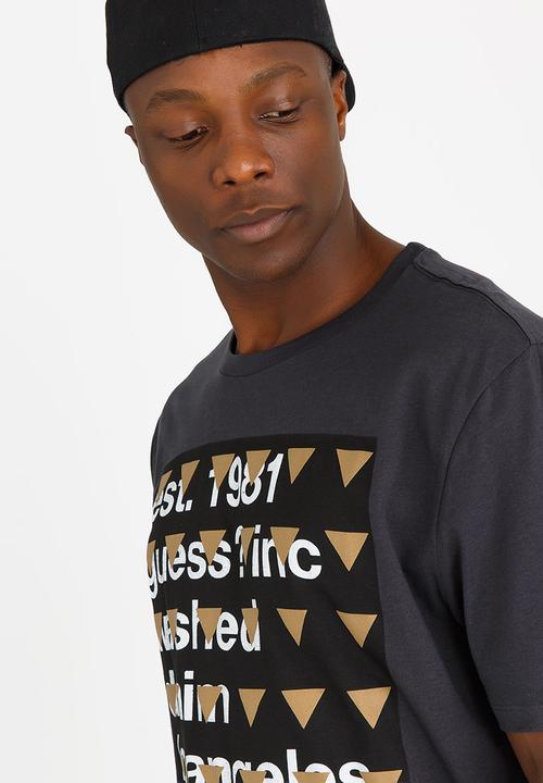 GUESS - Basic Pattern Tri Crew Tee Charcoal