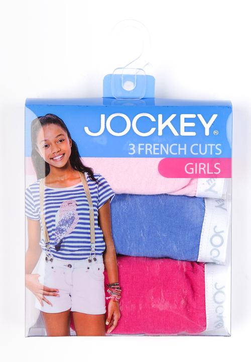 Jockey - 3 PK Girls Plain French Cut Multi-colour