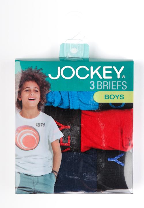 Jockey - 3 PK Plain Boys Jockey Brief Multi-colour
