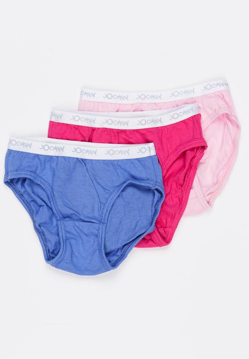 Jockey - 3 PK Girls Plain French Cut Multi-colour