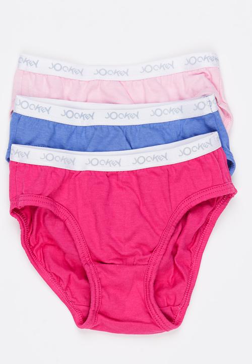 Jockey - 3 PK Girls Plain French Cut Multi-colour