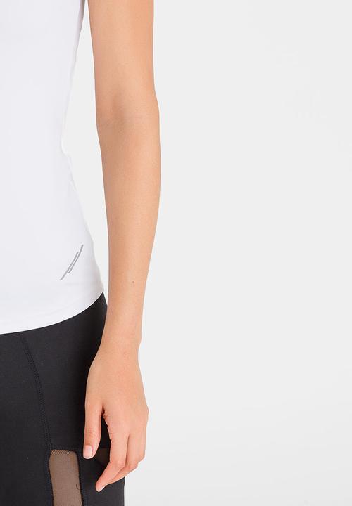 Lithe - Mesh Plunged Neckline Top White