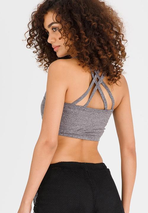 Lithe - Spaghetti Strap Crop Top Grey Melange