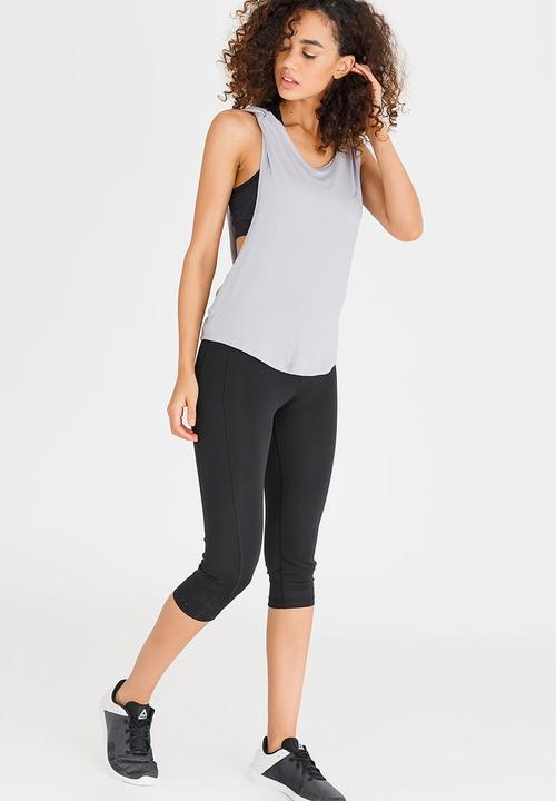 Lithe - Drape Top with Cross-over Back Grey Melange