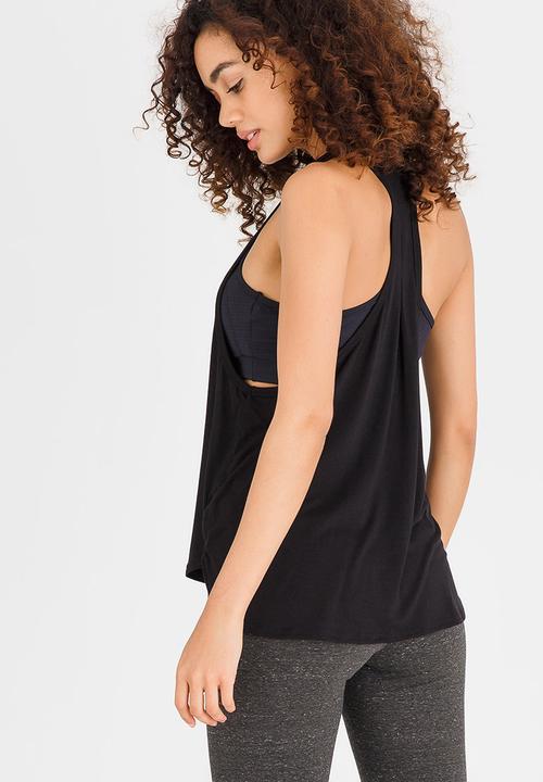 Lithe - Waterfall Racer Back Top Black