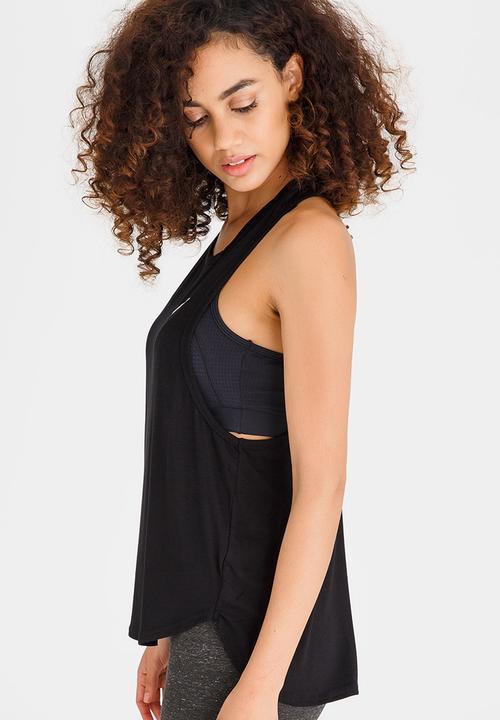 Lithe - Waterfall Racer Back Top Black