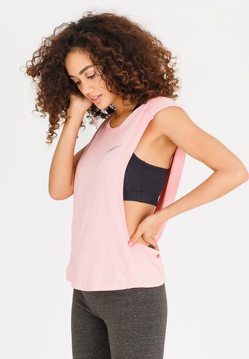 Lithe - Drape Top with Cross-over Back Pale Pink