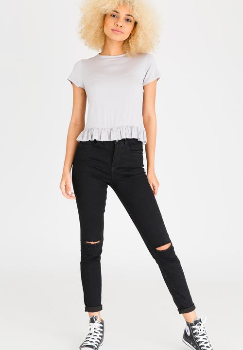 c(inch) - Frill T-shirt Grey Melange