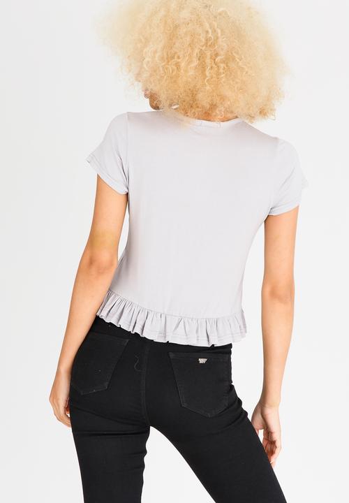 c(inch) - Frill T-shirt Grey Melange