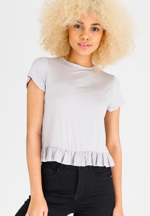 c(inch) - Frill T-shirt Grey Melange
