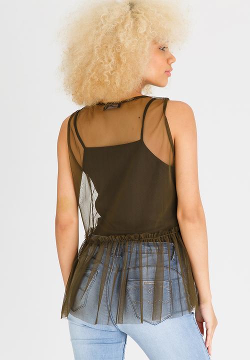 c(inch) - Mesh Cami Dark Green