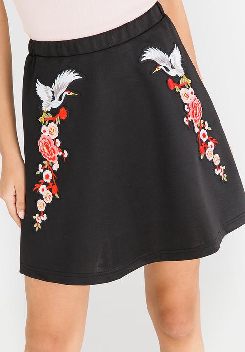 c(inch) - Embroidered Mini Skirt Black