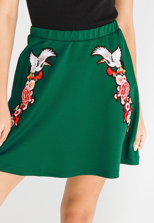 c(inch) - Embroidered Mini Skirt Dark Green