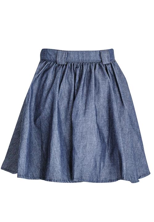 Twin Clothing - Button Through Skirt Dark Blue