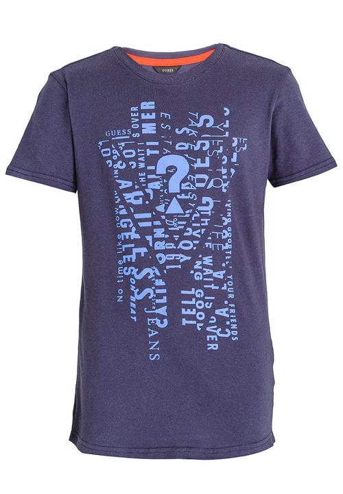 GUESS - S/S Running Letter Tee Blue