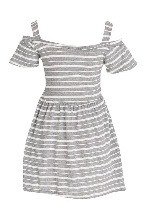 Rebel Republic - Cold Shoulder Jersey Dress Black and White