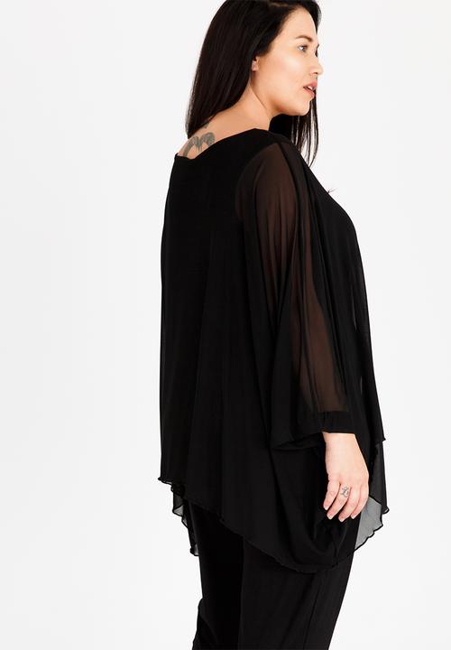 Slick - Sacha Mesh Overlay Top with Cami Black
