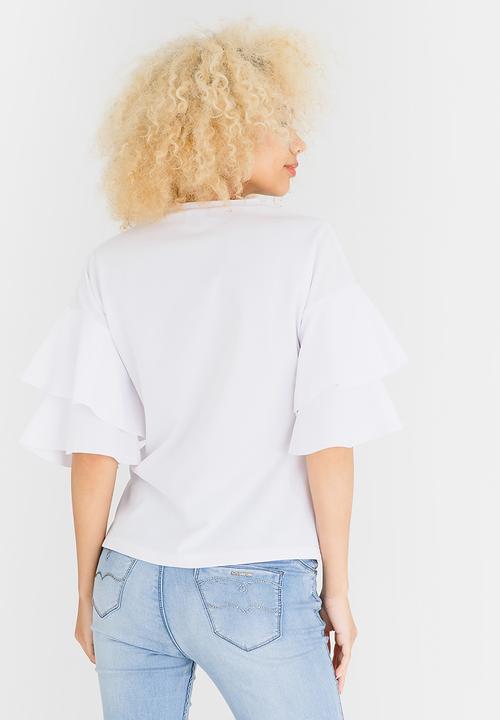 c(inch) - Double Frill T-shirt White